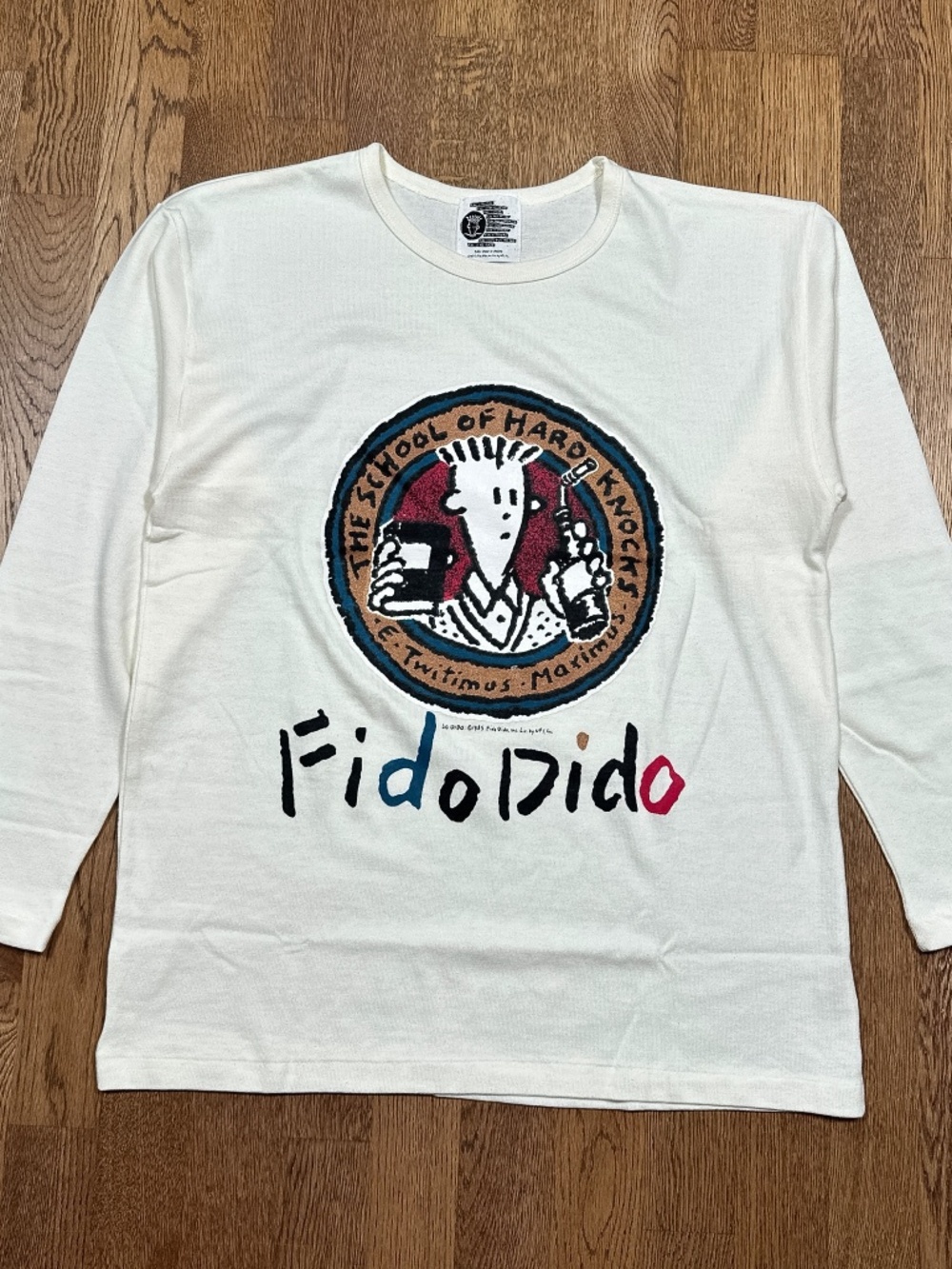 Vintage 80s Fido Dido School of Hard Knocks Japan Made L/S T Shirt Unisex Medium